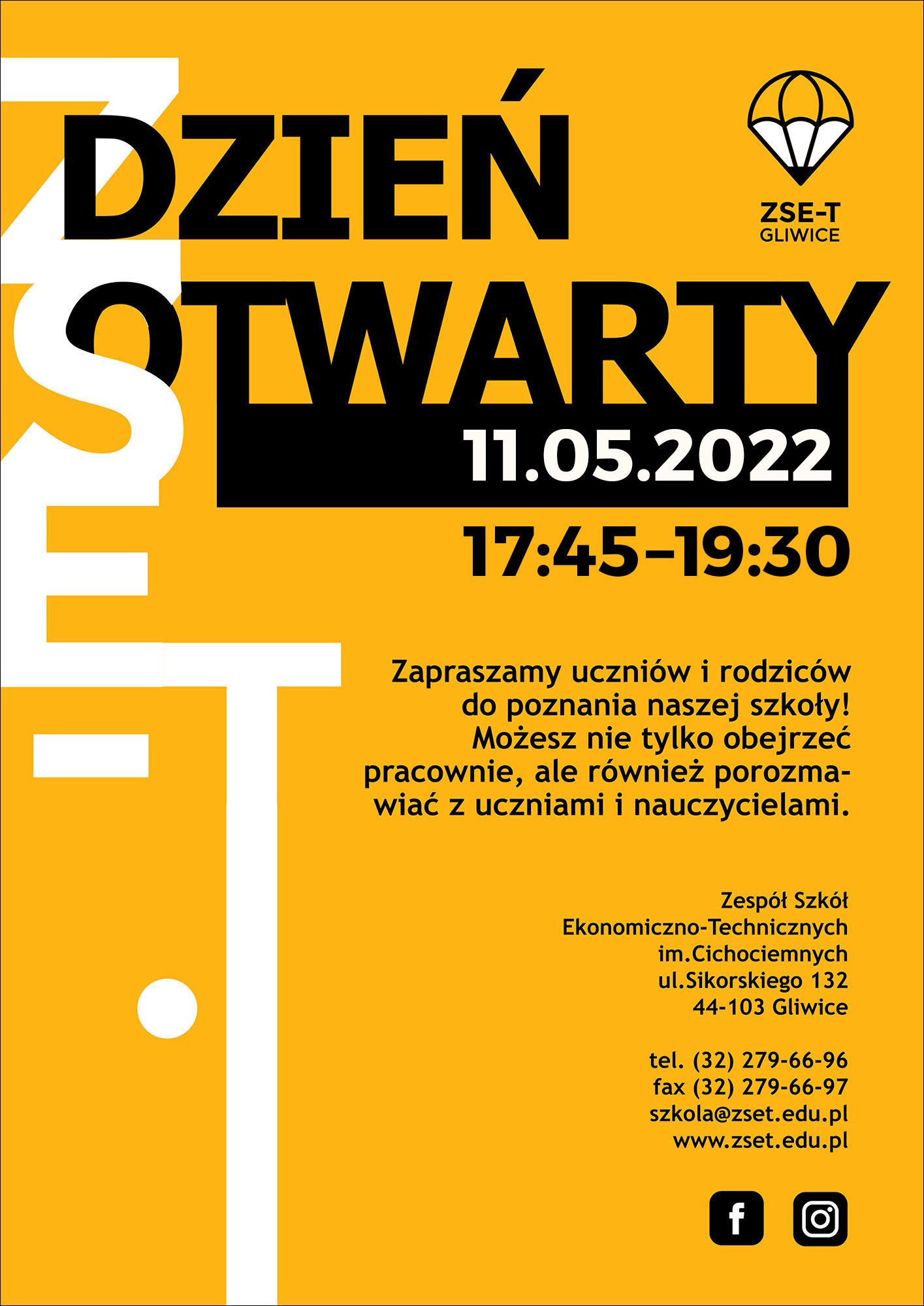 Dzień otwarty szkoły 11.05.2022 w godzinach 17.45-19.30!