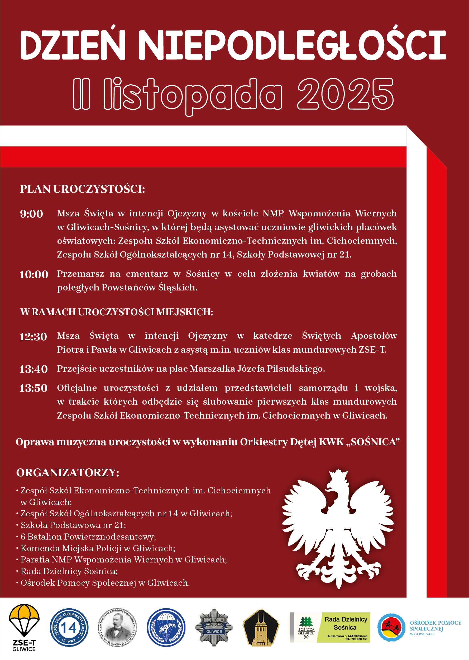 informacja o planie uroczystosci z okazji Dnia Niepodległości